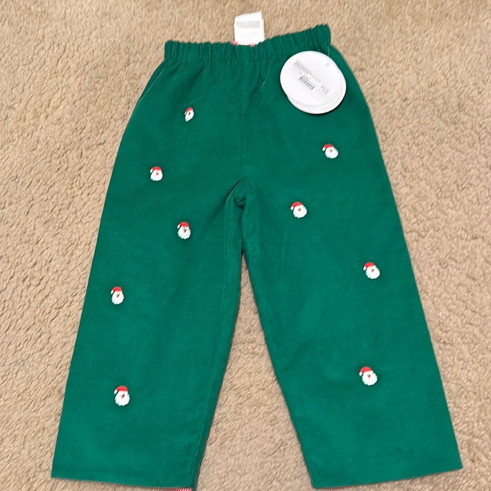 Zuccini kids Santa embroidered cord pants